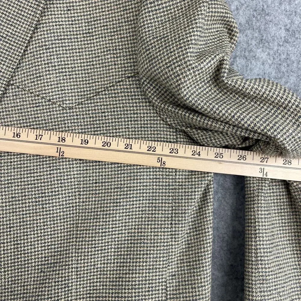 Luskeys Ryons Silk Western Blazer Sport Coat Mens 48L Beige Houndstooth‎ Cowboy